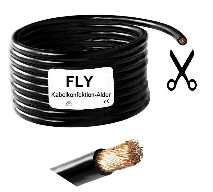 Batteriekabel Akkukabel Fahrzeugleitung FLY schwarz 25mm2 Rein-Kupferlitzenkabel Meterpreis