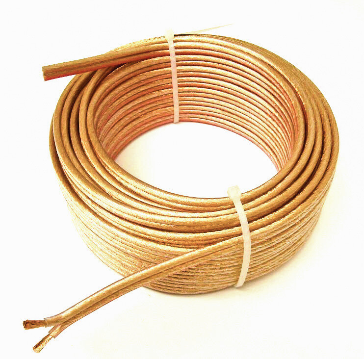 Lautsprecherkabel Reinkupfer flexibel transparent 2x2,5mm2 Klasse 5, Preis pro Meter 2.20