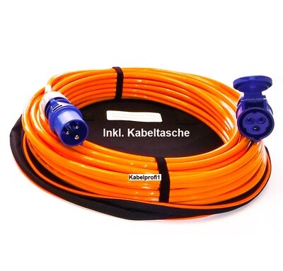 Bootskabel Schiffländekabel 50m Pur 3x2,5mm2 CEE16-3 IP44 inkl. Tasche