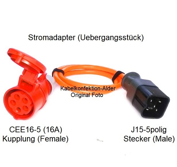 J15 Stecker- auf CEE16-5 Kupplung Stromadapter bis 10kW für Innenanwendung Pur 5x2,5mm2 ab 69.90