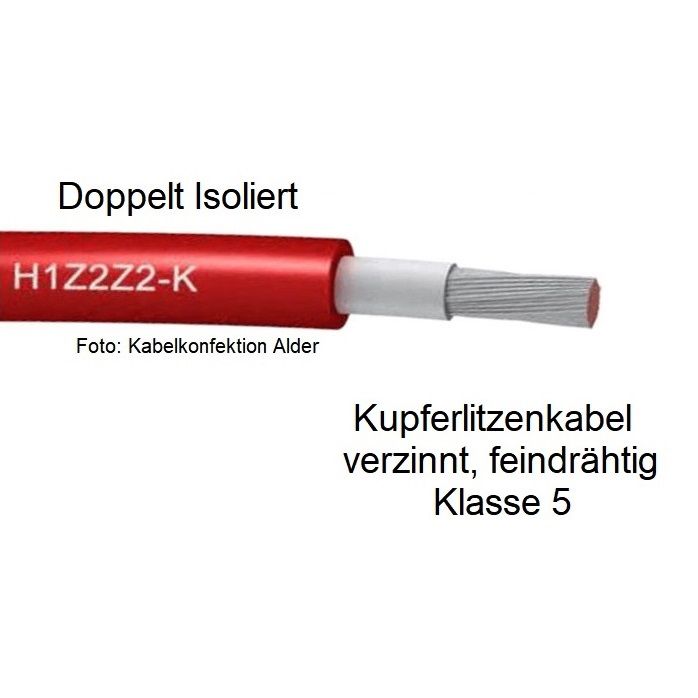 Solarkabel 6mm2 H1Z2Z2-K rot Meterware und Ringe pro Meter 1.70