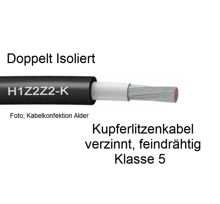 Solarkabel 6mm2 H1Z2Z2-K schwarz Meterware und Ringe pro Meter 1.70