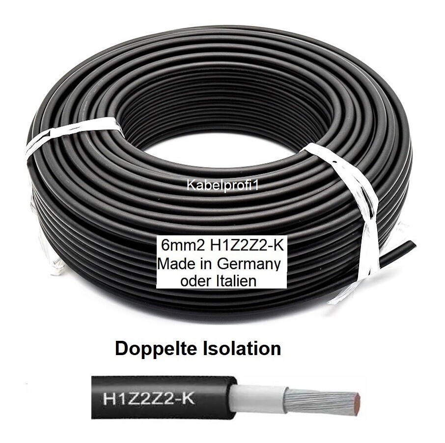 Solarkabel 6mm2 H1Z2Z2-K 50m Sonderpreis nur 73.- anstatt 79.- Solarkabel 6mm2 H1Z2Z2-K 50m Sonderpreis nur 73.- anstatt 79.-