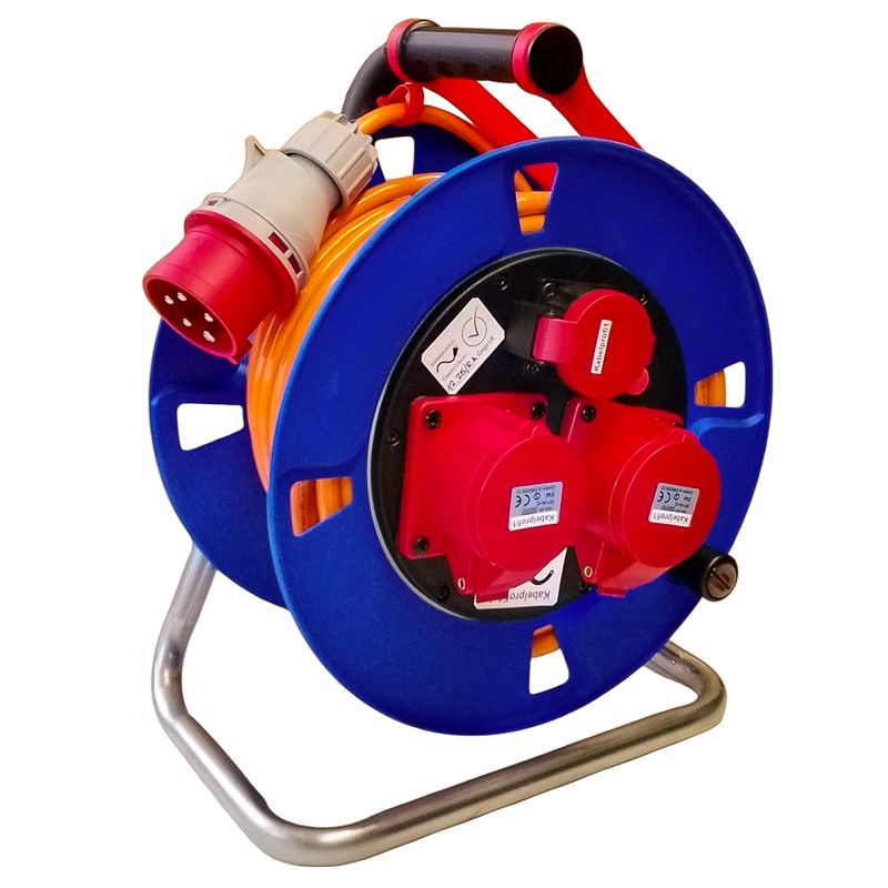 Kabelrolle CEE16-5 IP44 +T25 IP55  mit Purkabel 5x2,5mm2 div. Längen ab 219.-