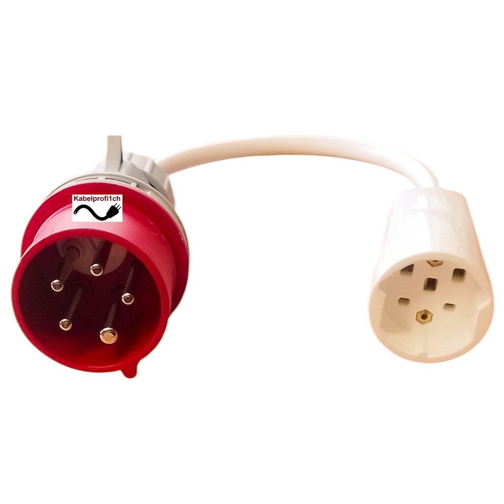 Stromadapter CEE16-5 Stecker auf T25 Kupplung IP20 PVC Kabel diverse Längen für Innen