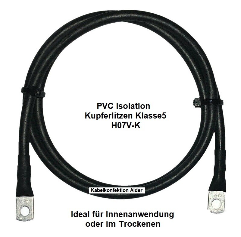 Batteriekabel H07V-K 35mm2 schwarz bis 160A mit Rohrkabelschuh M10 beidseitig ab 29.-