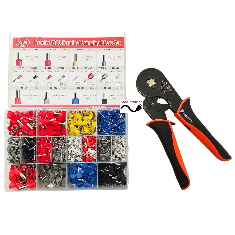 1200- teiliges Aderendhülsenset inkl. Doppelendhülsen + Crimpzange neu