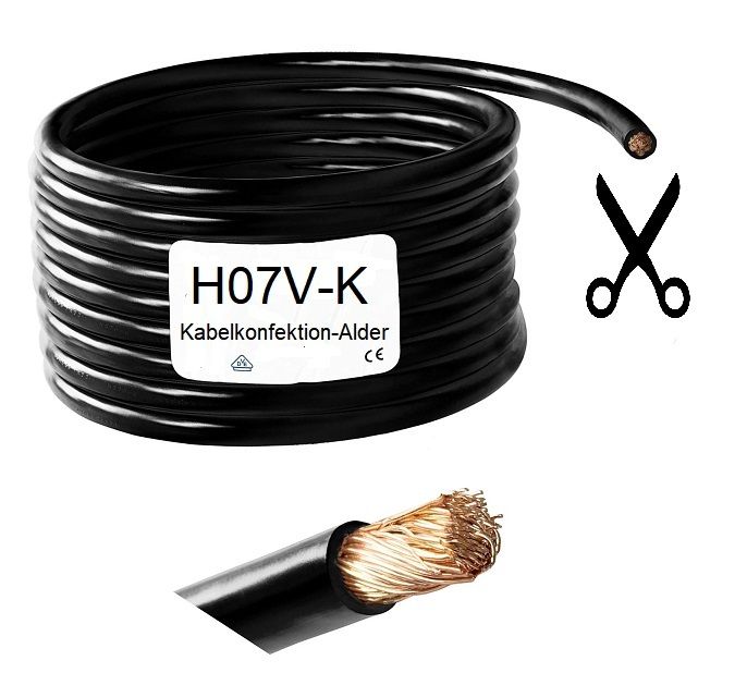 Batteriekabel Akkukabel H07V-K schwarz 10mm2 Rein-Kupferlitzenkabel Meterpreis