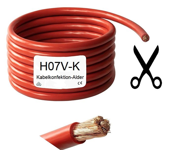 Batteriekabel Akkukabel H07V-K rot 10mm2 Rein-Kupferlitzenkabel Meterpreis