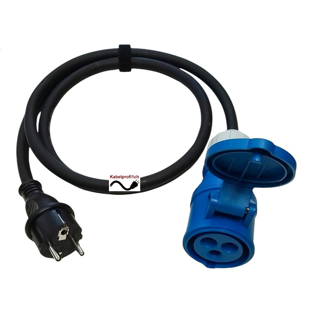 Schukostecker auf Camping Adapter CEE16-3 1,5Meter
