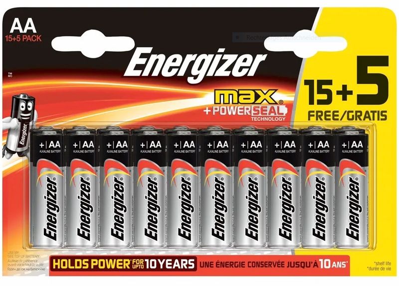 20-er Pack Energizer AA Longlife Batterien 1,5Volt
