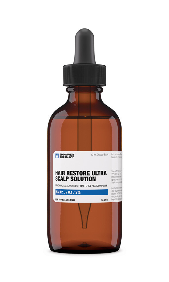 Hair Restore ULTRA Scalp Solution (Minoxidil / Azelaic Acid / Finasteride / Ketoconazole 5/12.5/0.1/2%) 60 mL Dropper Bottle with Service Fee EMPOWER PHARMACY