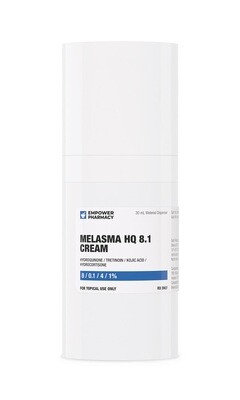 Melasma HQ 8.1 EXTRA STRENGTH Cream (Hydroquinone / Tretinoin / Azelaic Acid / Hydrocortisone 8/0.1/15/1%) 30 mL Pump with E-Visit EMPOWER PHARMACY