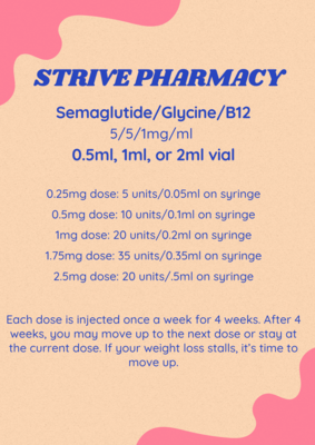 Semaglutide/Glycine/B12 5mg/5mg/1mg/ml SC Injections with E-Visit STRIVE PHARMACY