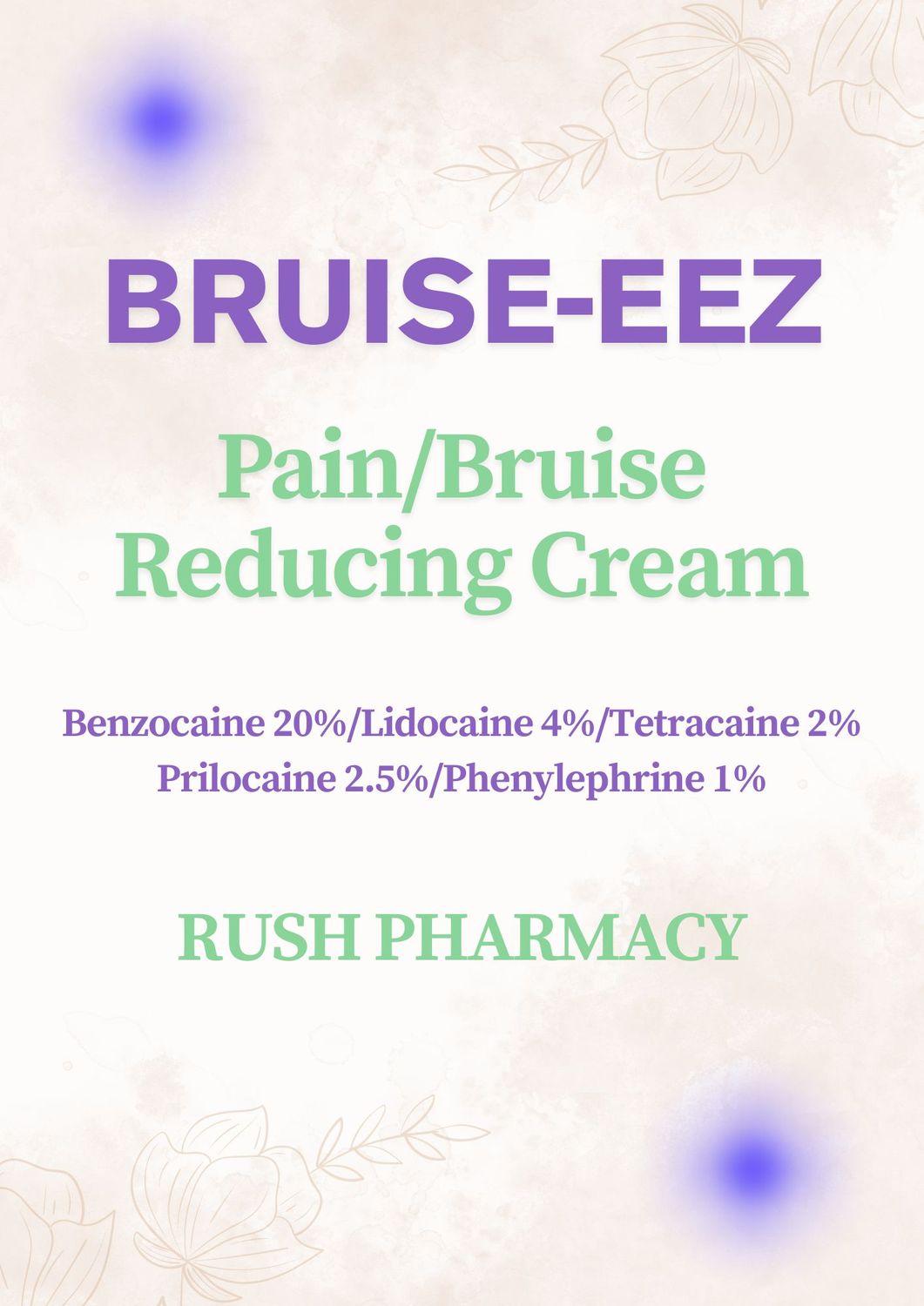 BRUISE-EEZ Pain/Bruise Reducing Cream for SC/IM injections with Service Fees RUSH PHARMACY