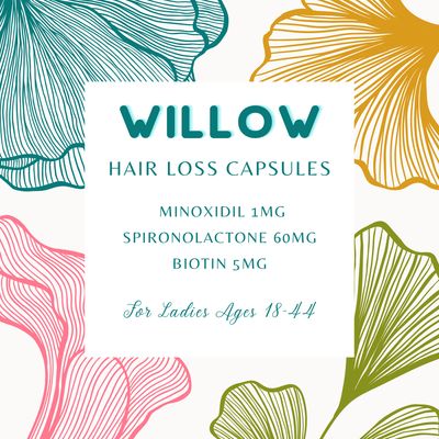 WILLOW HAIR LOSS CAPSULES for Women Ages 18-44 (Minoxidil/Spironolactone/Biotin) Service Fee  STRIVE PHARMACY
