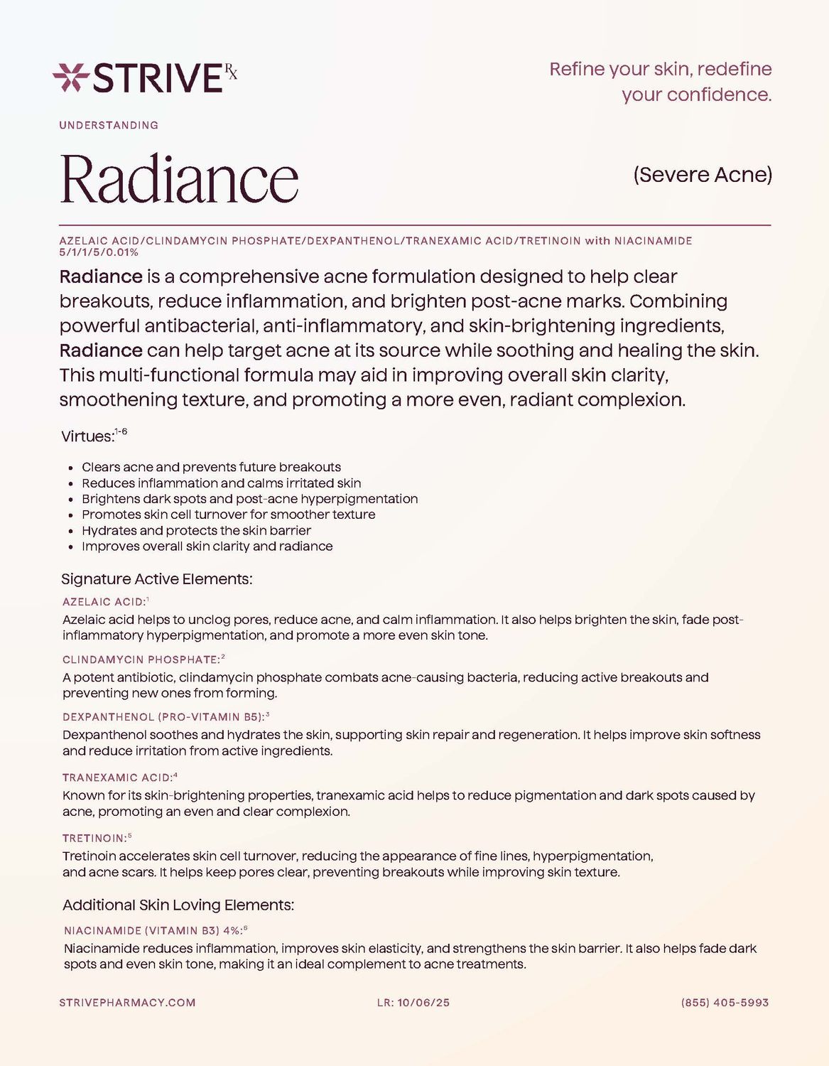 RADIANCE Acne Cream Service Fee  STRIVE PHARMACY