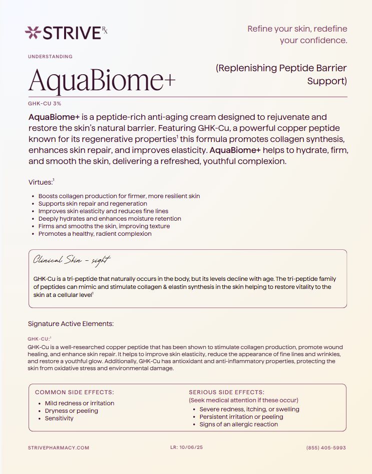 AQUABIOME+ GHK-Cu 3% Replenishing Peptide Barrier Cream Service Fee  STRIVE PHARMACY
