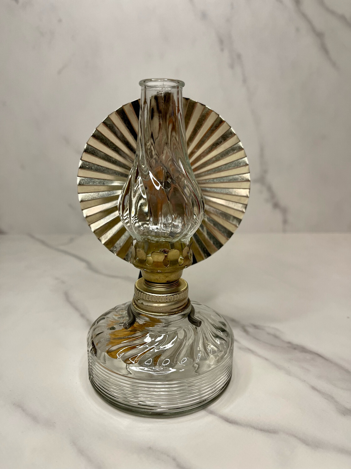 Antique Oil Lamp with Sunburst Reflector