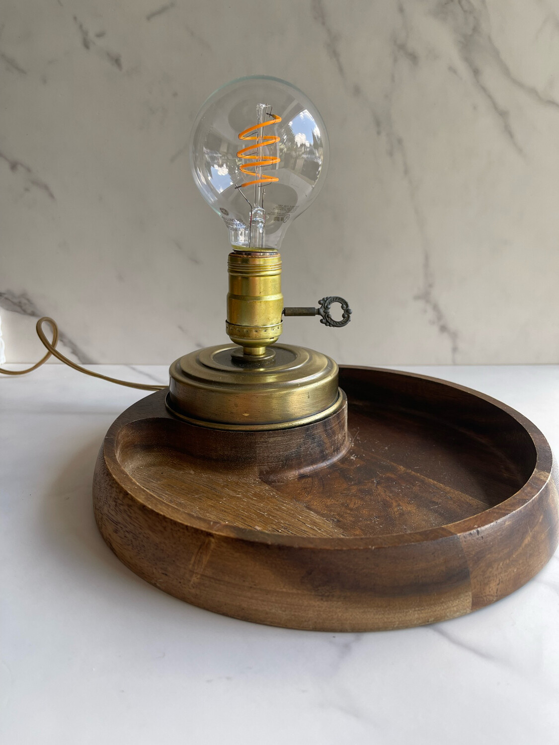 Wooden Dish Lamp