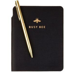 Black Busy Bee Luxe Pocket Journal with Pen