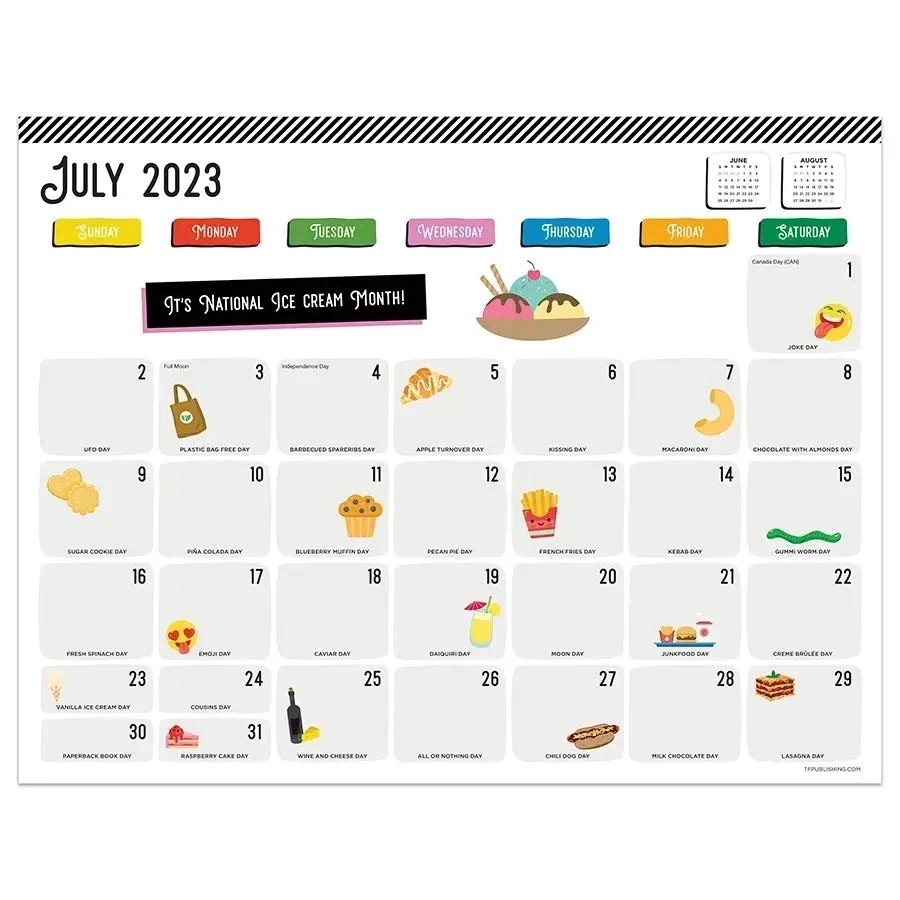 July 2023 - June 2024 Every Day's A Holiday Medium Desk Pad Monthly Blotter Calendar