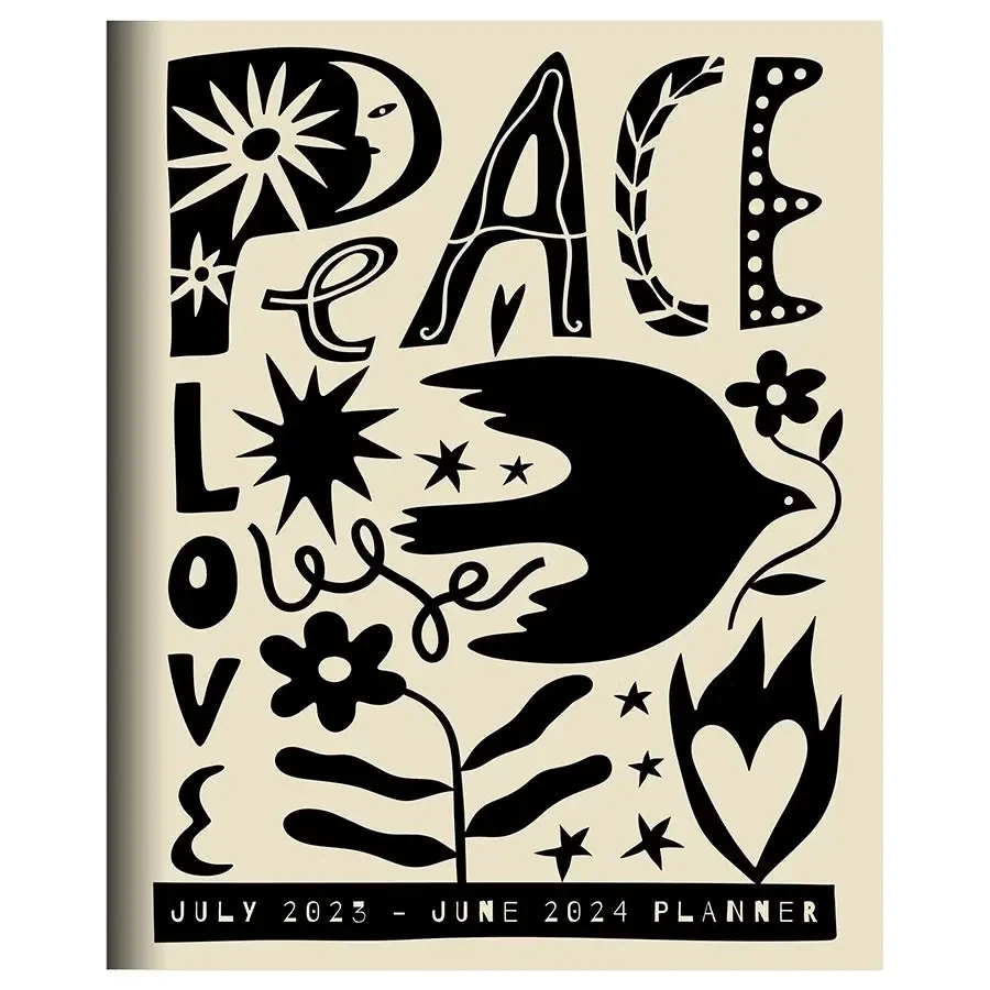 July 2023 - June 2024 Peace Love Large Monthly Planner
