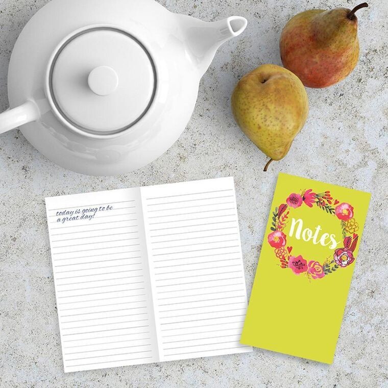 Lime Green Flowers Pocket Notebook