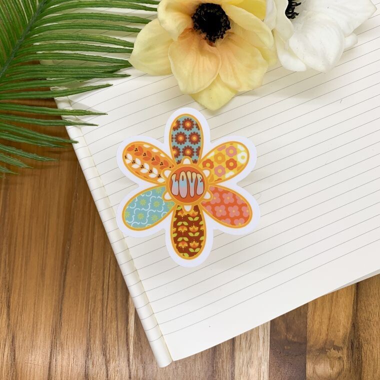 Love Flower Clear Vinyl Sticker
