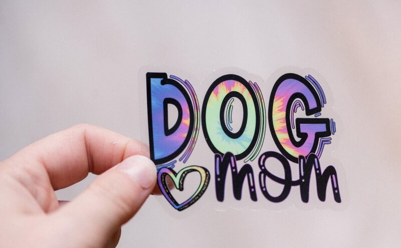 Dog Mom Rainbow Clear Vinyl Sticker