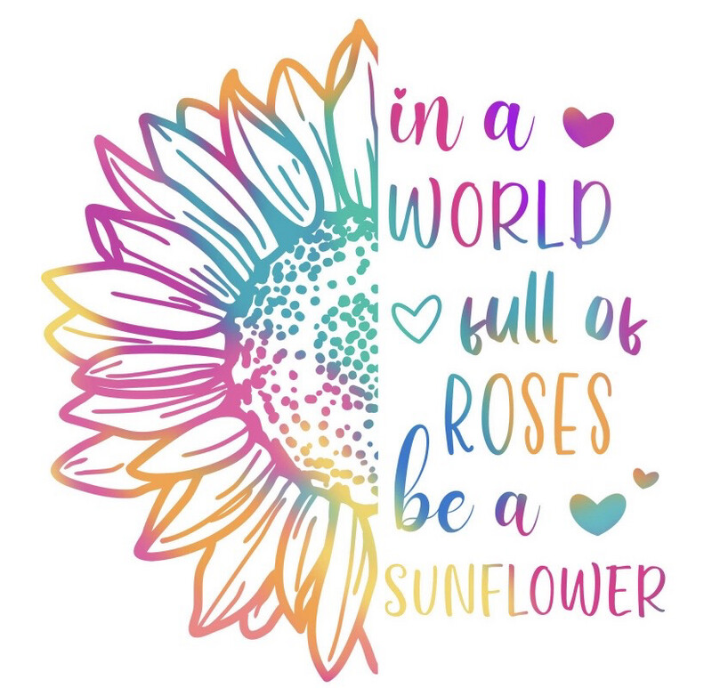Be A Sunflower Clear, Vinyl Sticker, 3x3 in.