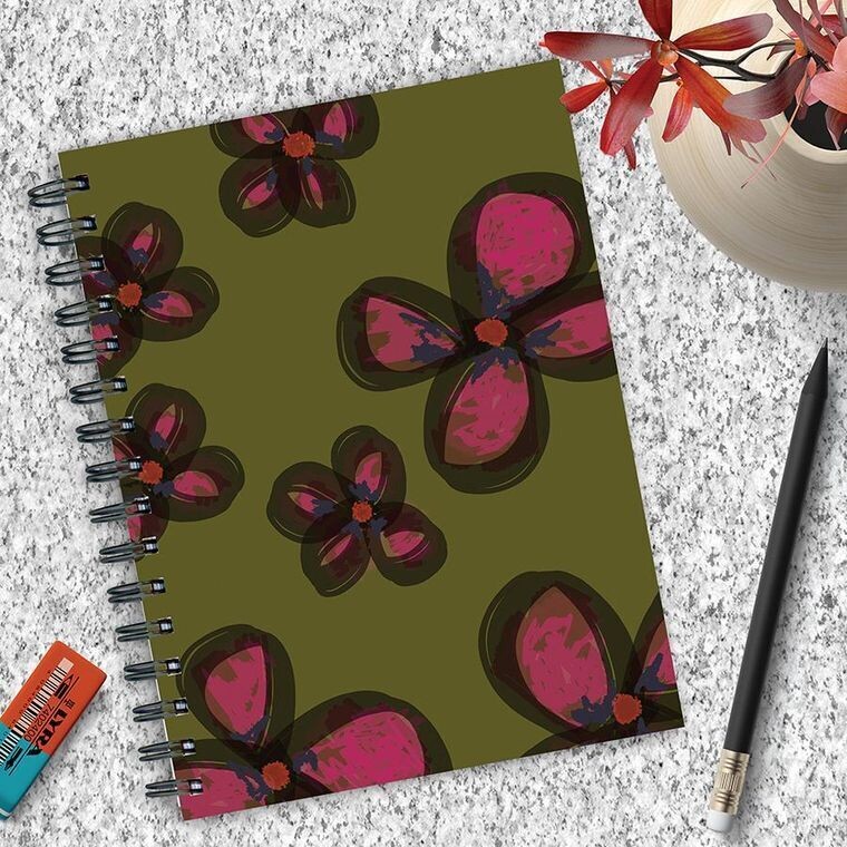 Pink Watercolor Flower Spiral Journal