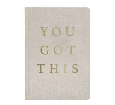 You Got This - Tan and Gold Foil Fabric Journal
