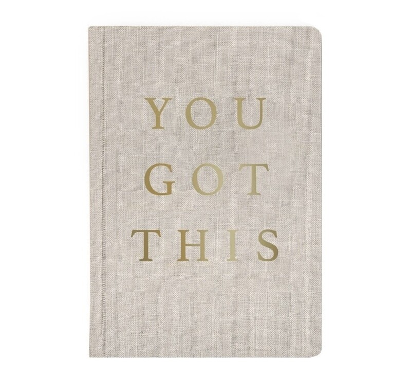 You Got This - Tan and Gold Foil Fabric Journal