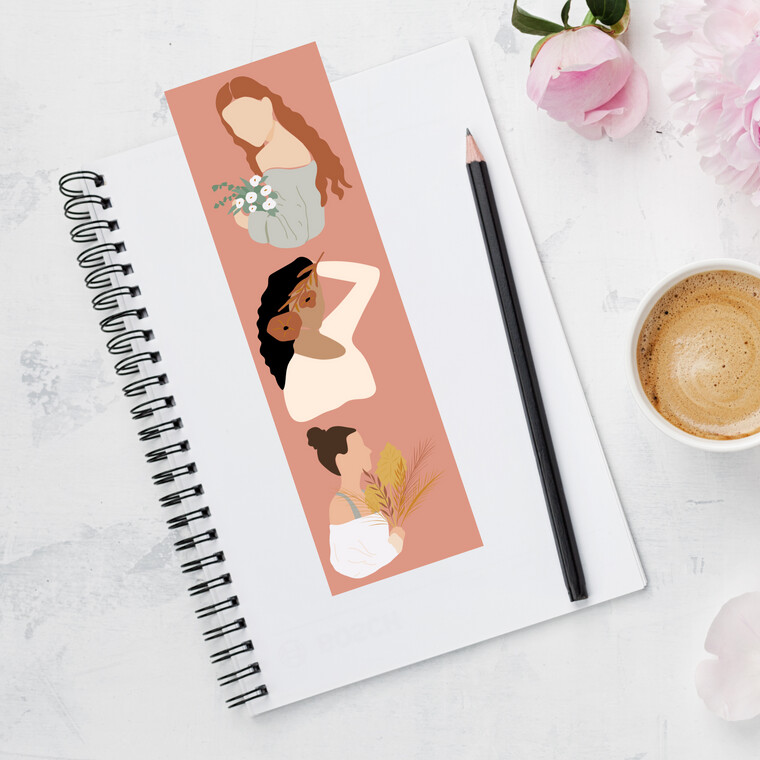 Bohemian Flower Ladies Bookmark (Pink Background)
