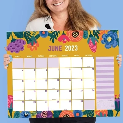 2023 Modern Flowers Desk Pad Monthly Blotter Calendar