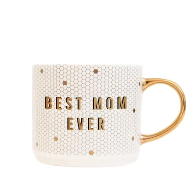 Best Mom Ever - Gold, White Honeycomb Tile Coffee Mug