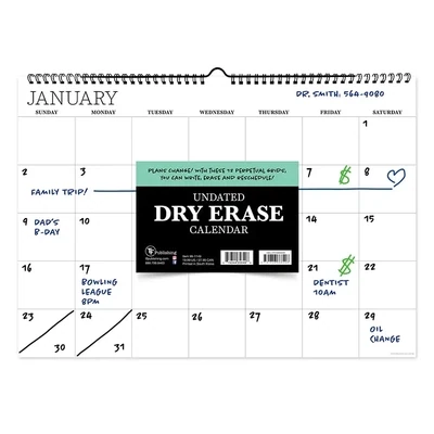 Undated 17" X 12" Dry Erase Medium Wire-O Hanging Wall Calendar