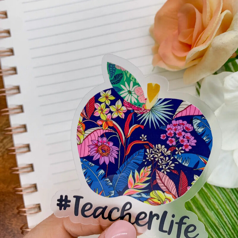 #Teacherlife, Winter, Clear Vinyl , Sticker, 3x3 Inch
