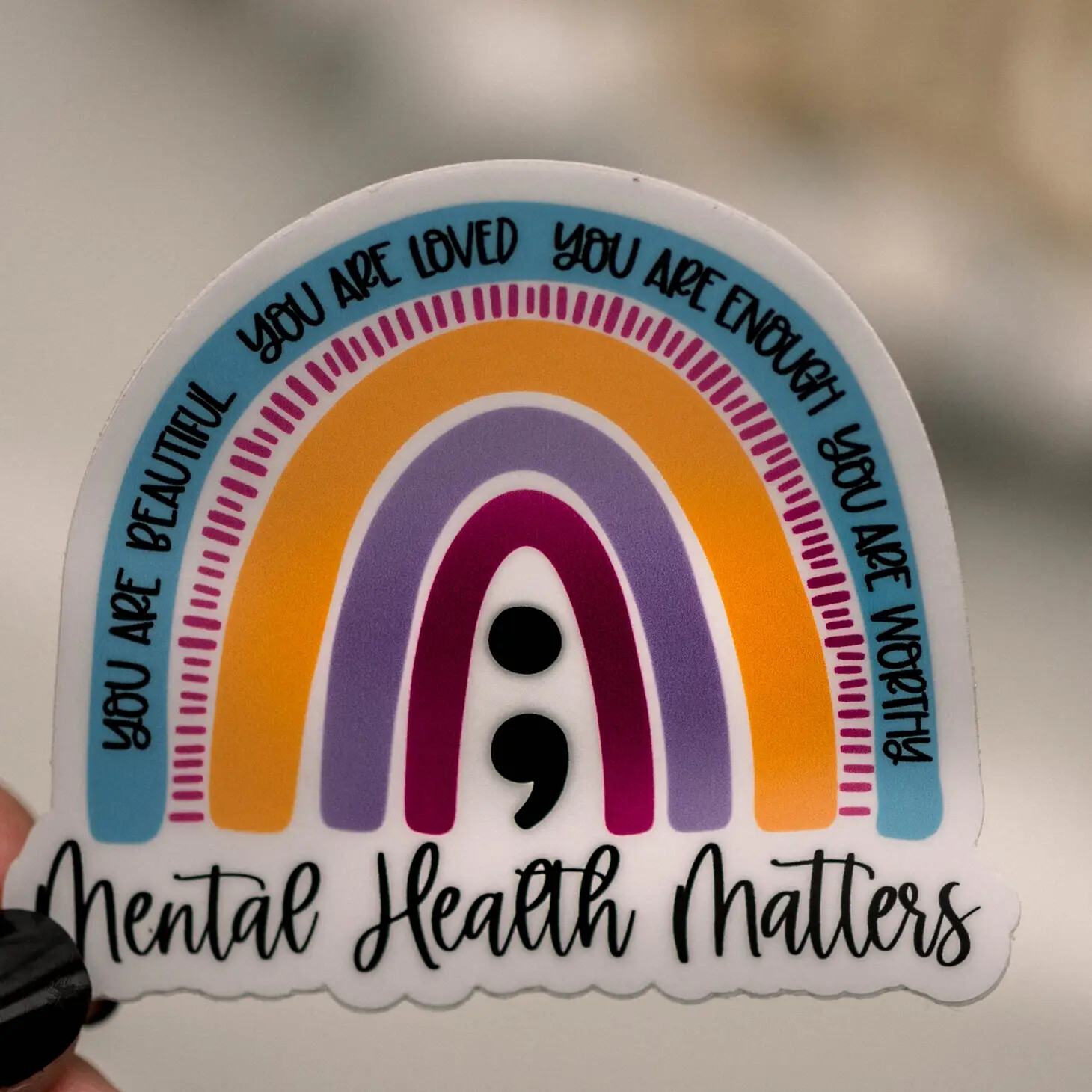 Mental Health Matters Rainbow Vinyl Stickers, 3x3 in
