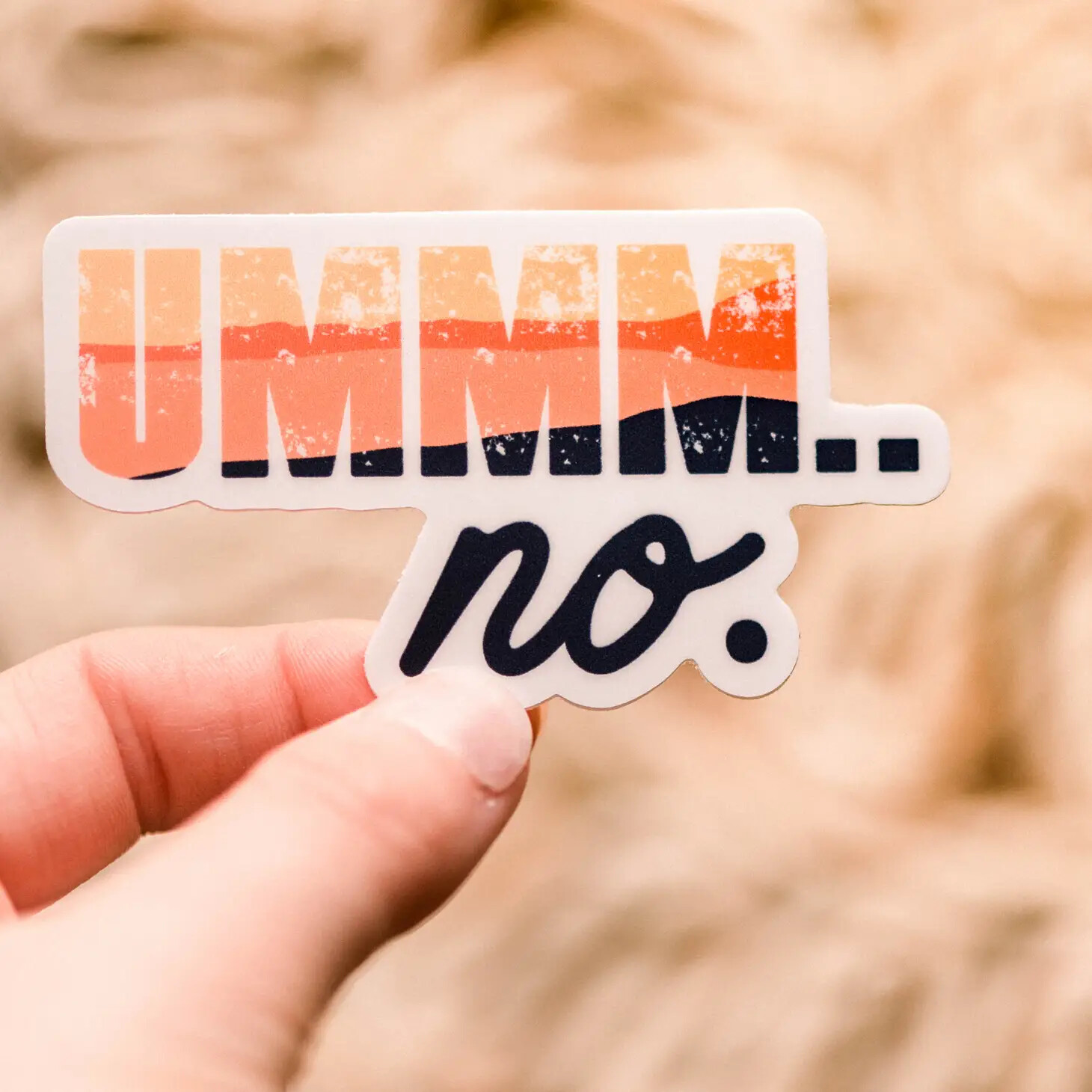 Ummm No…. Retro Vinyl Sticker, 3x3in