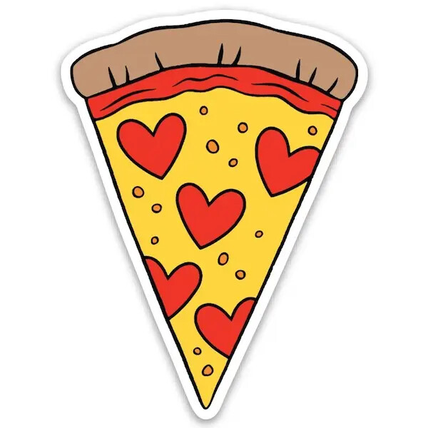 Pizza Slice with Hearts Die Cut Sticker