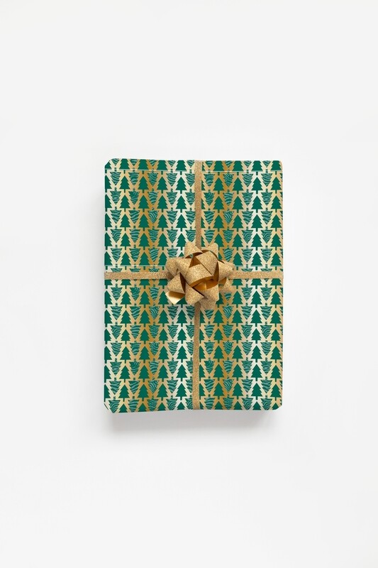 Graphic Trees with Metallic Gold Ink Wrapping Paper