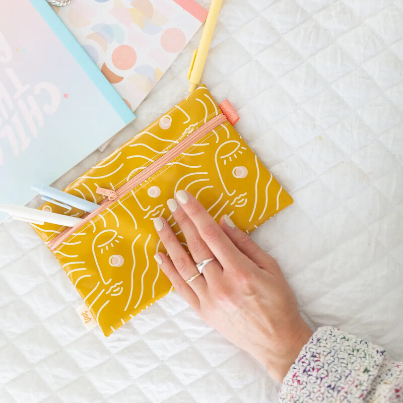 Zen Yellow Medium Front Zip Pouch