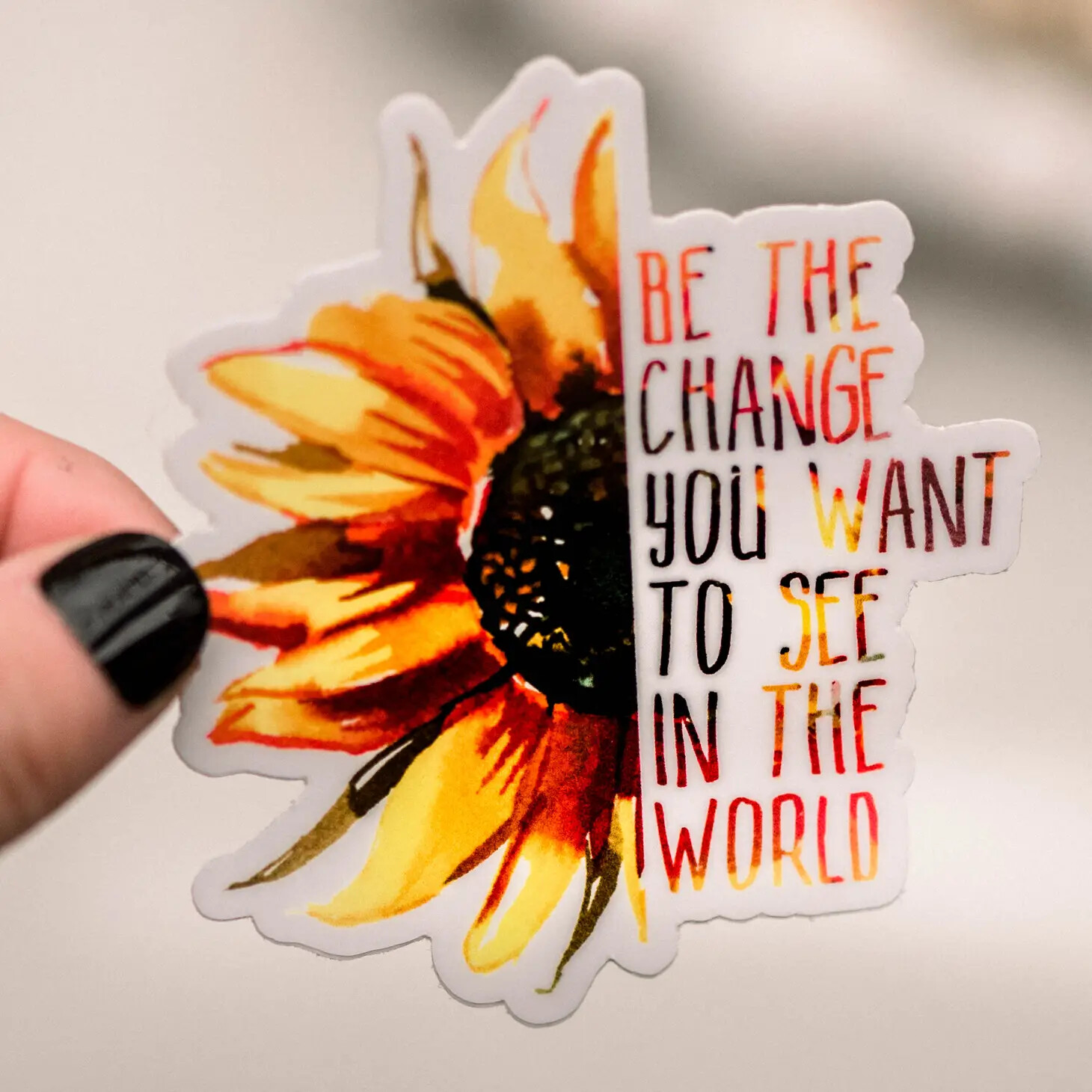 Be the Change Sunflower VinylSticker, 3x3 in