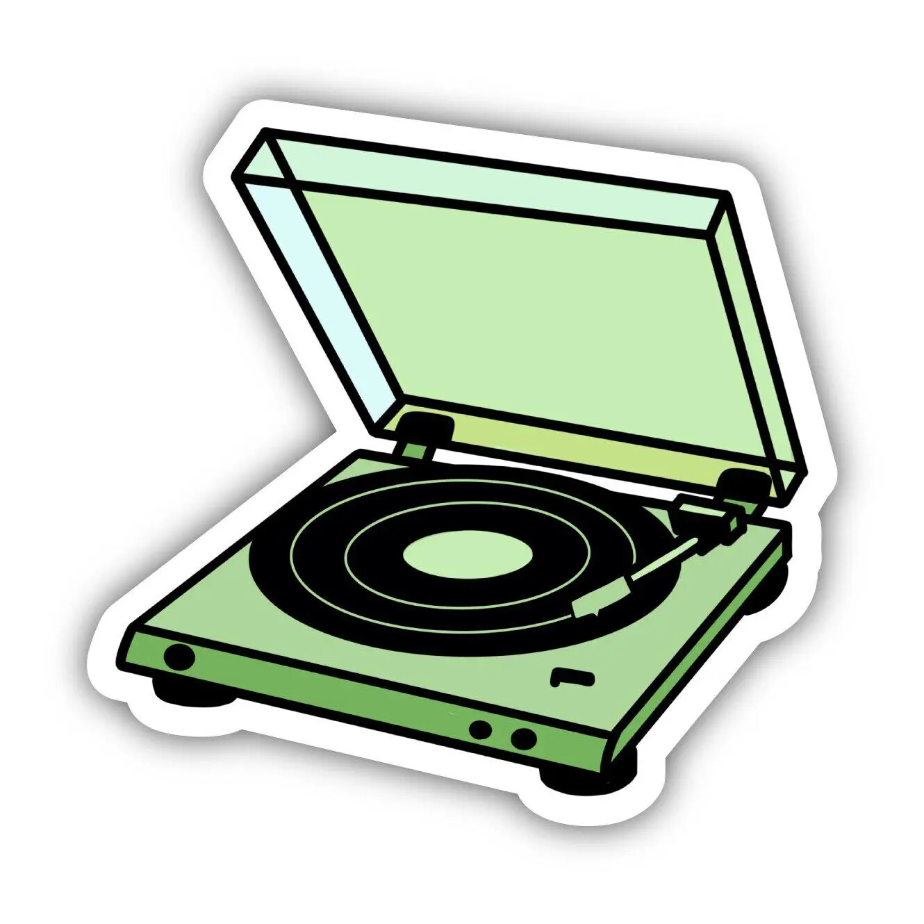 Green Record Player Sticker