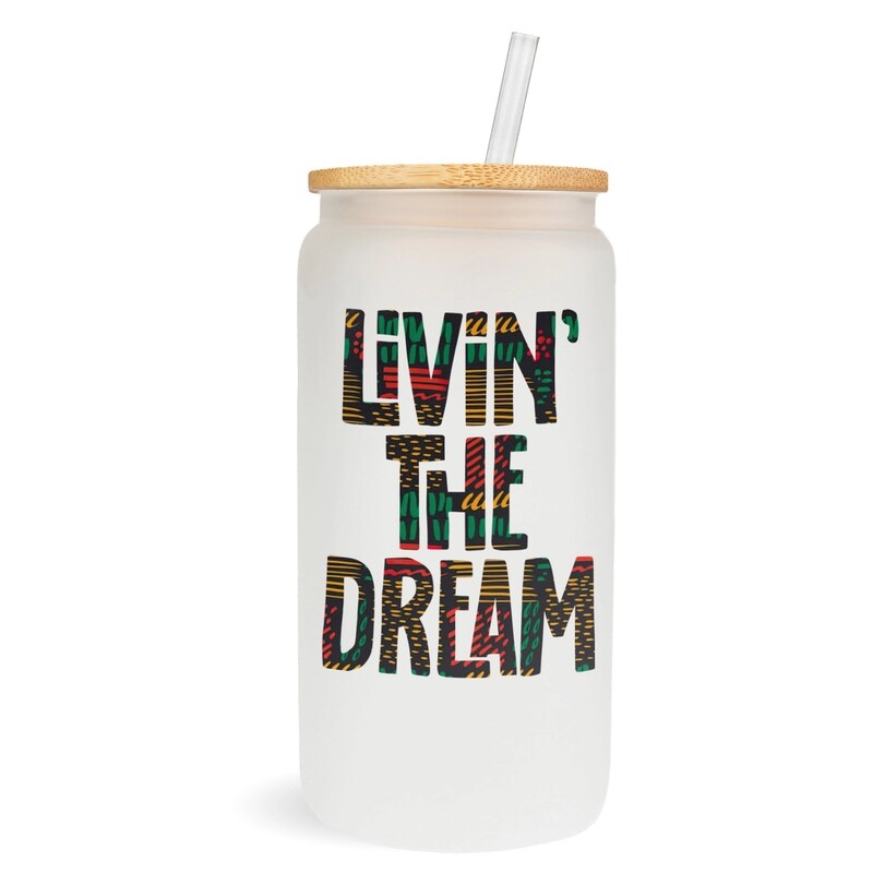 LIVIN&#39; THE DREAM GLASS CAN MUG