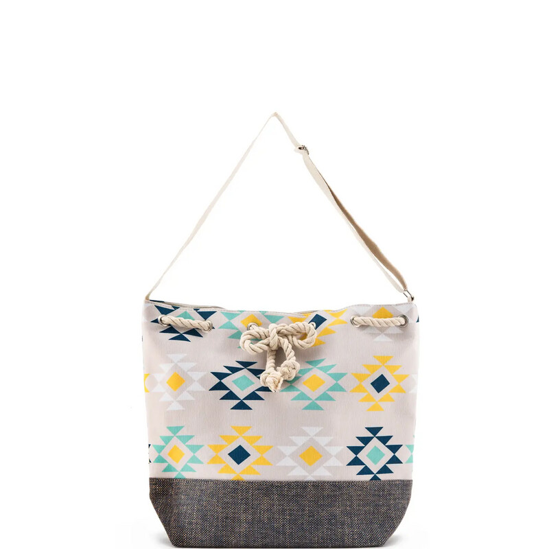 Extra-Large Drawstring Tote Bag - Aztec Tribal Print