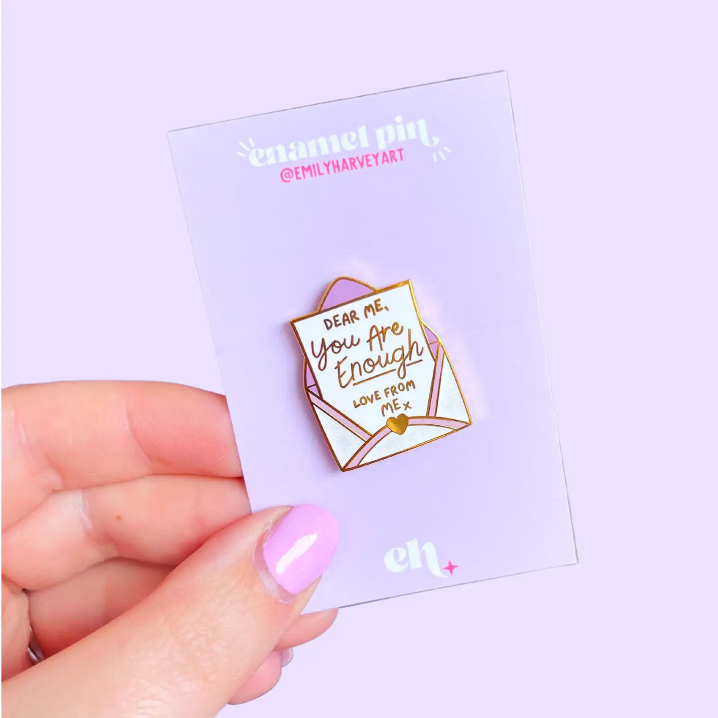 You Are Enough&#39; Self Love Letter Gold Enamel Pin