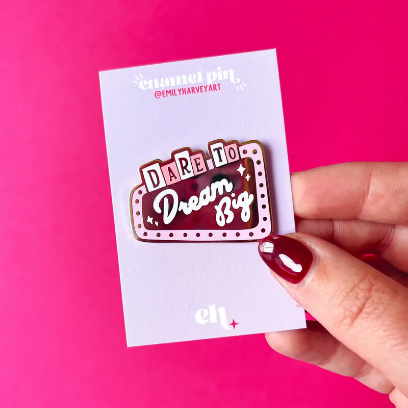 Dare To Dream Big Gold Enamel Pin